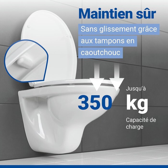 Abattant WC robuste 300kg avec frein de chute - 31% de remise