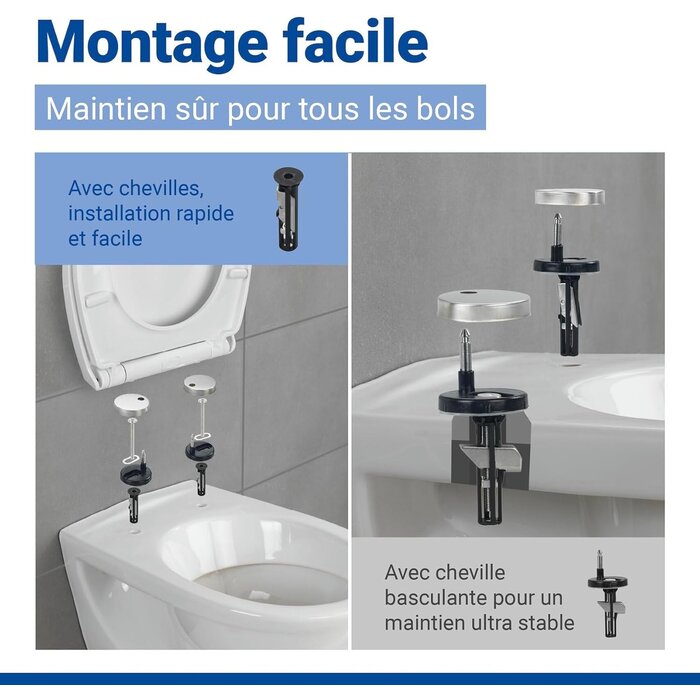Abattant WC robuste 300kg avec frein de chute - 31% de remise