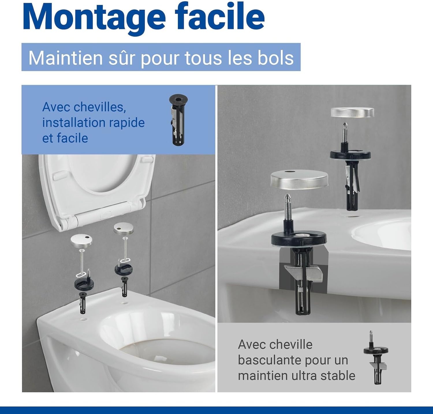 Abattant WC robuste 300kg avec frein de chute - 31% de remise