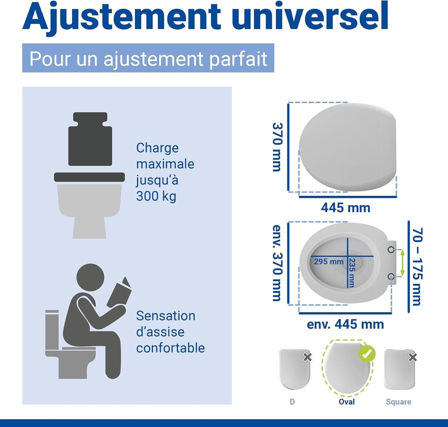 Abattant WC robuste 300kg avec frein de chute - 31% de remise