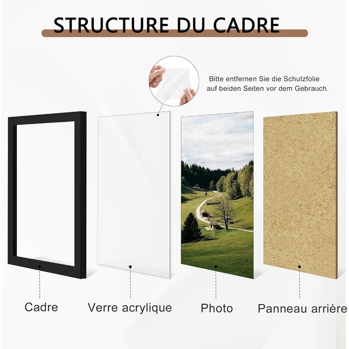Lot de 3 cadres photo 30x40 cm noirs - Bois composite - 27% de remise