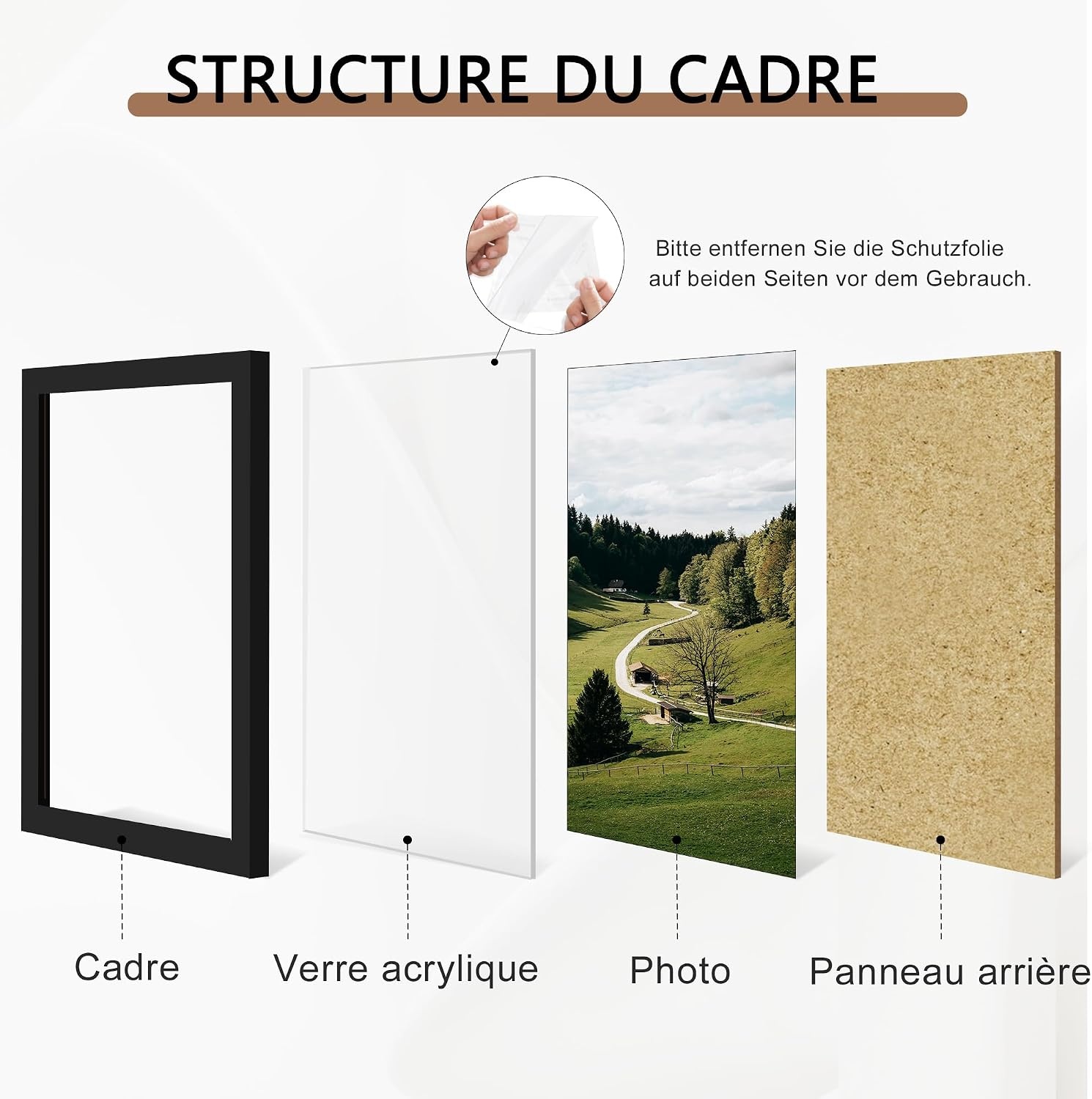 Lot de 3 cadres photo 30x40 cm noirs - Bois composite - 27% de remise