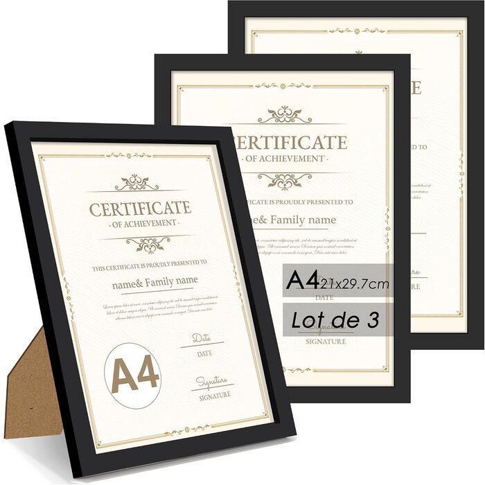 Lot de 3 cadres photo 30x40 cm noirs - Bois composite - 27% de remise