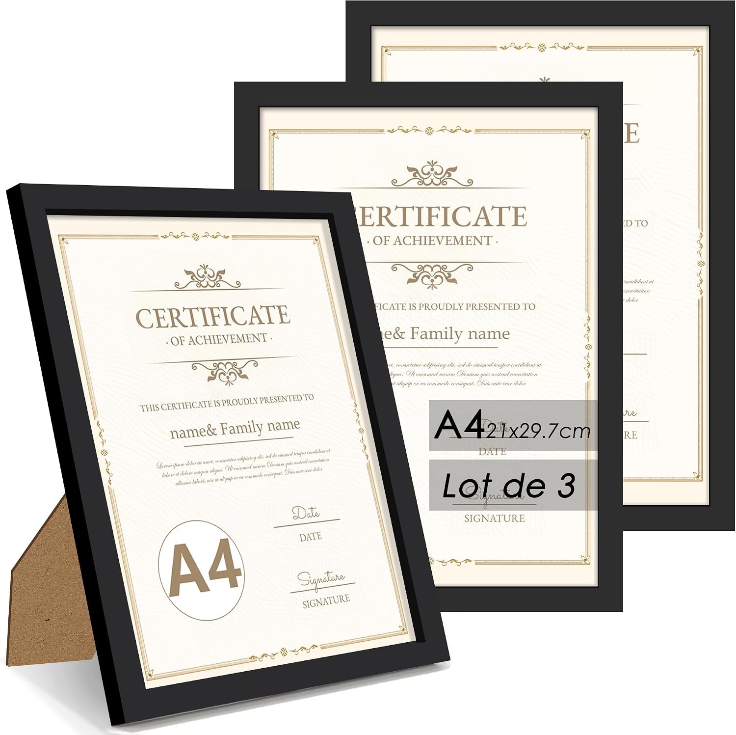 Lot de 3 cadres photo 30x40 cm noirs - Bois composite - 27% de remise
