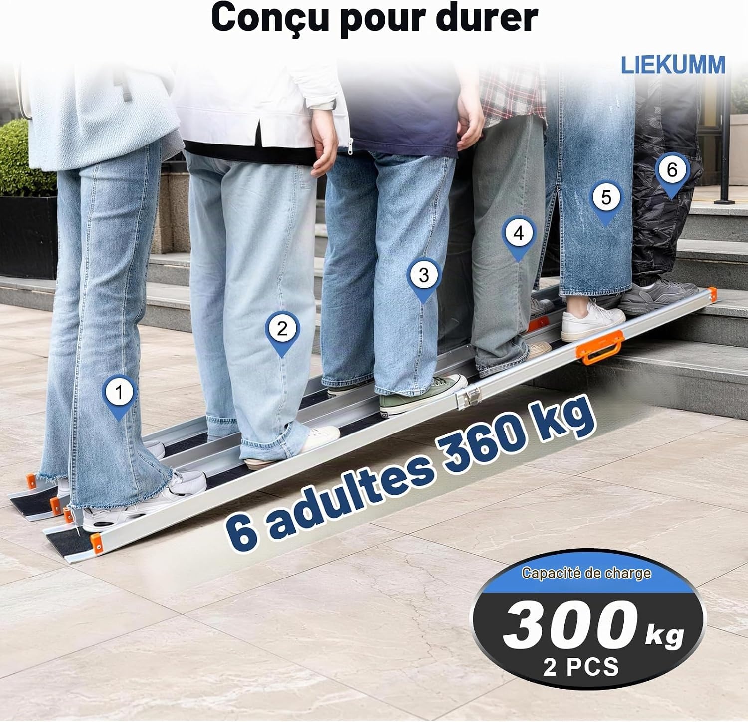 Rampe d'accès télescopique 2x 138-244 cm - 300 kg - 30% de remise