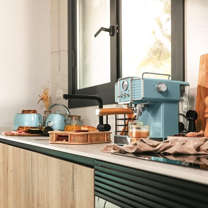 Cecotec Machine à Espresso Vintage Bleu Clair - 34% de remise - 20 Bars
