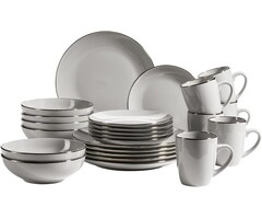 Service de vaisselle 24 pièces en grès gris - 34% de remise