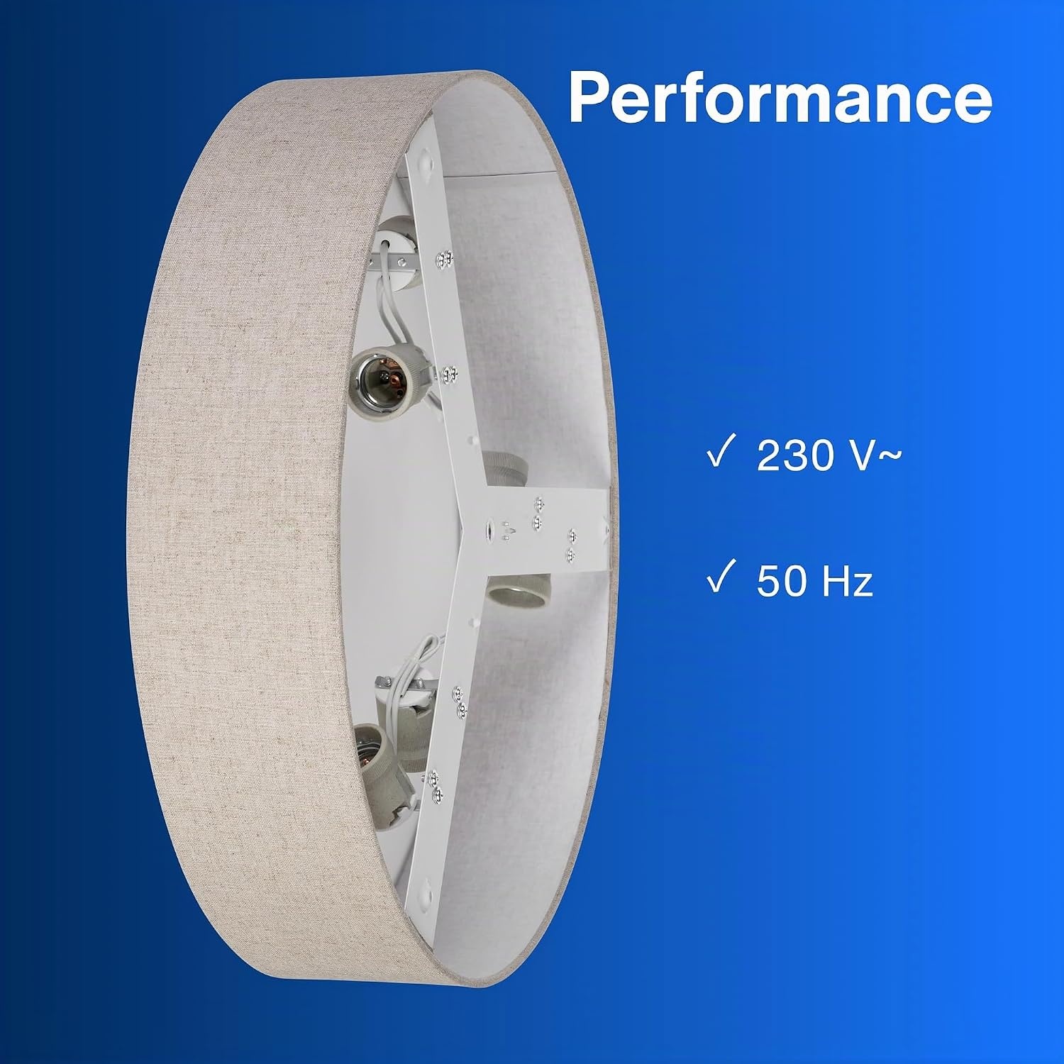 Plafonnier rond 50 cm en lin taupe - 33% de remise