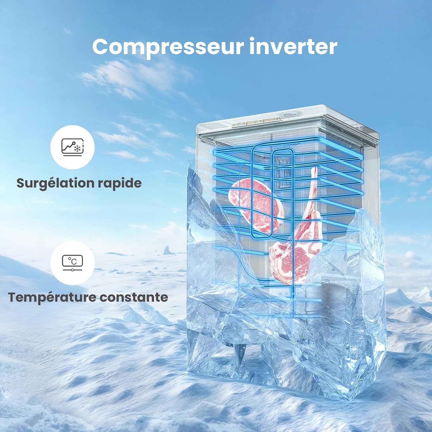 Congélateur coffre 99L Inverter - 35% de remise - Déballé / Bon état