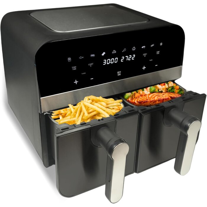 Friteuse à air chaud double panier 9L - 34% de remise - Noir/Gris - Taille M