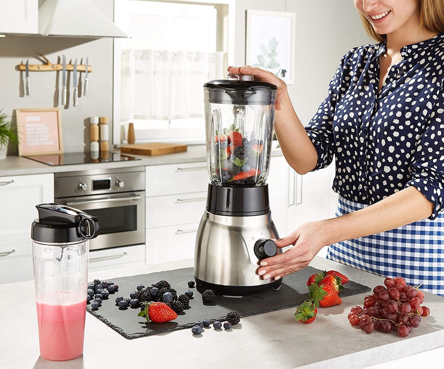 Blender 2-en-1 1,5 L & Gourde 0,6 L - 600W - Inox - 33% de remise