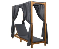 Vidaxl Bain de soleil une place bois avec auvent - Gris foncé - 41% de remise
