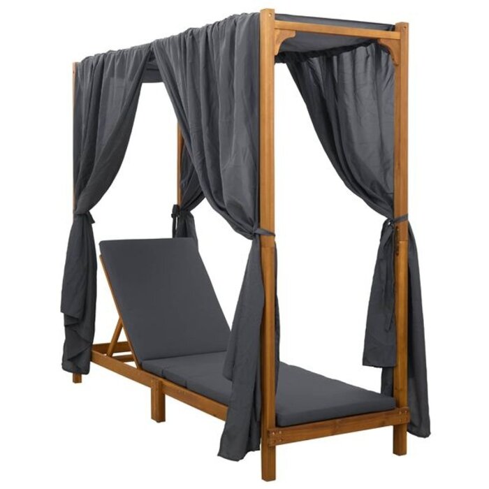 Vidaxl Bain de soleil 1 place avec auvent et rideaux - Gris foncé - 35% de remise