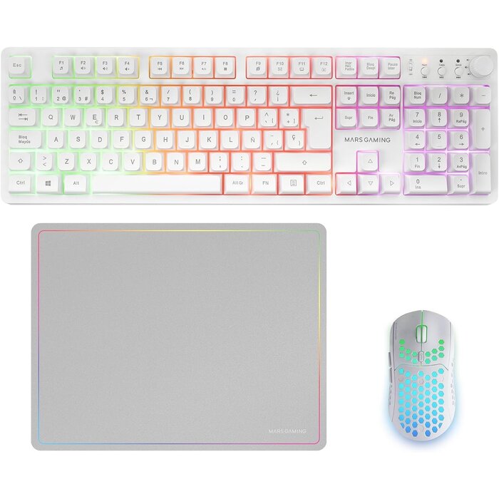 Ensemble Gaming sans fil blanc : Clavier, Souris RGB et tapis - 32% de remise