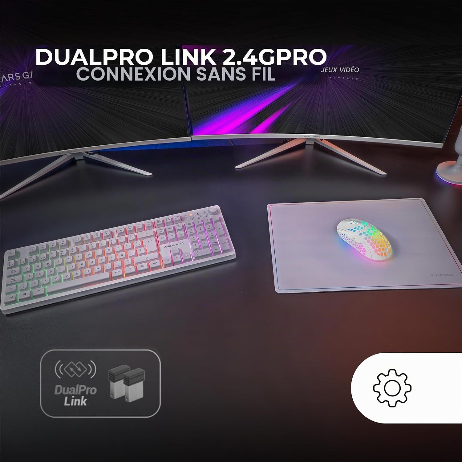 Ensemble Gaming sans fil blanc : Clavier, Souris RGB et tapis - 32% de remise