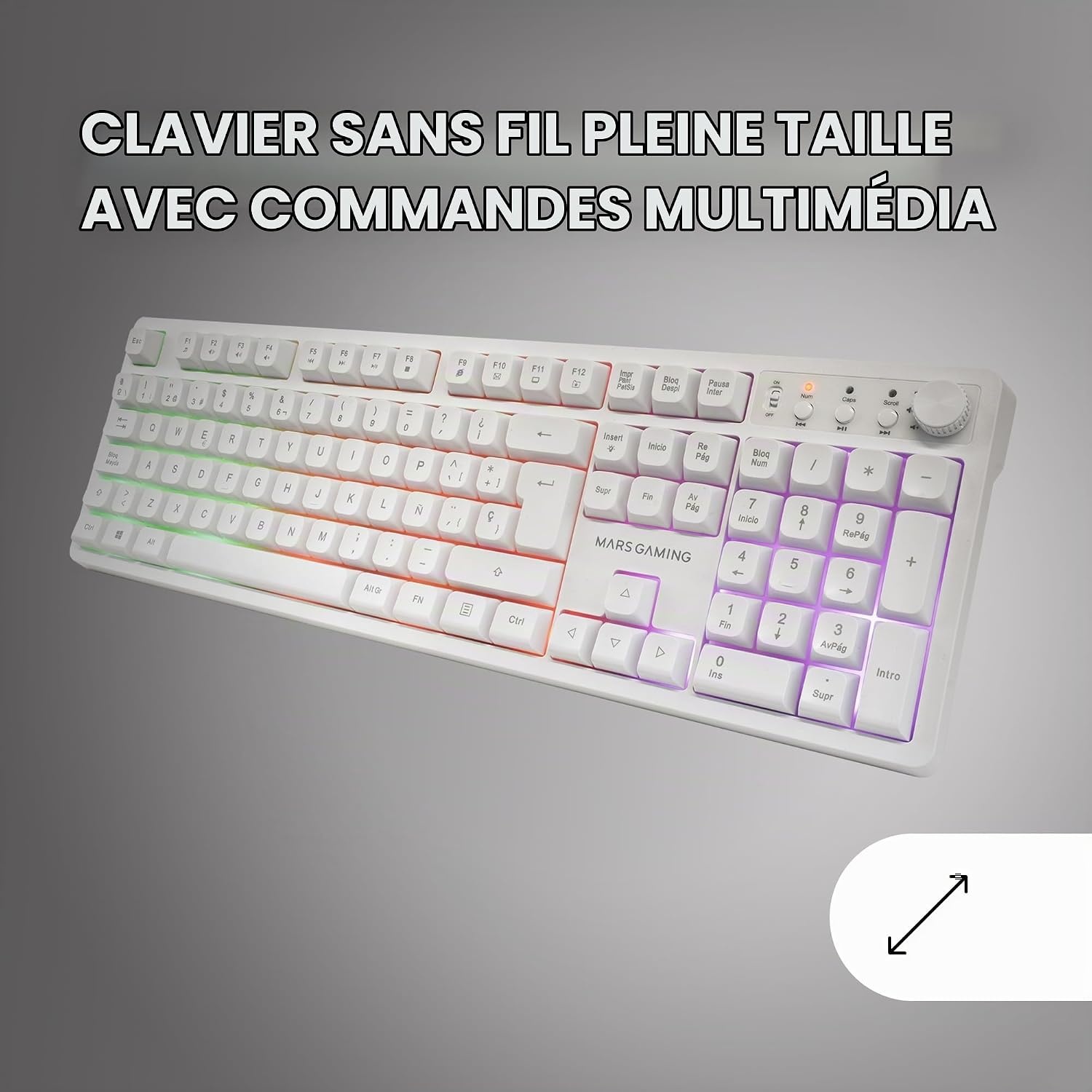 Ensemble Gaming sans fil blanc : Clavier, Souris RGB et tapis - 32% de remise