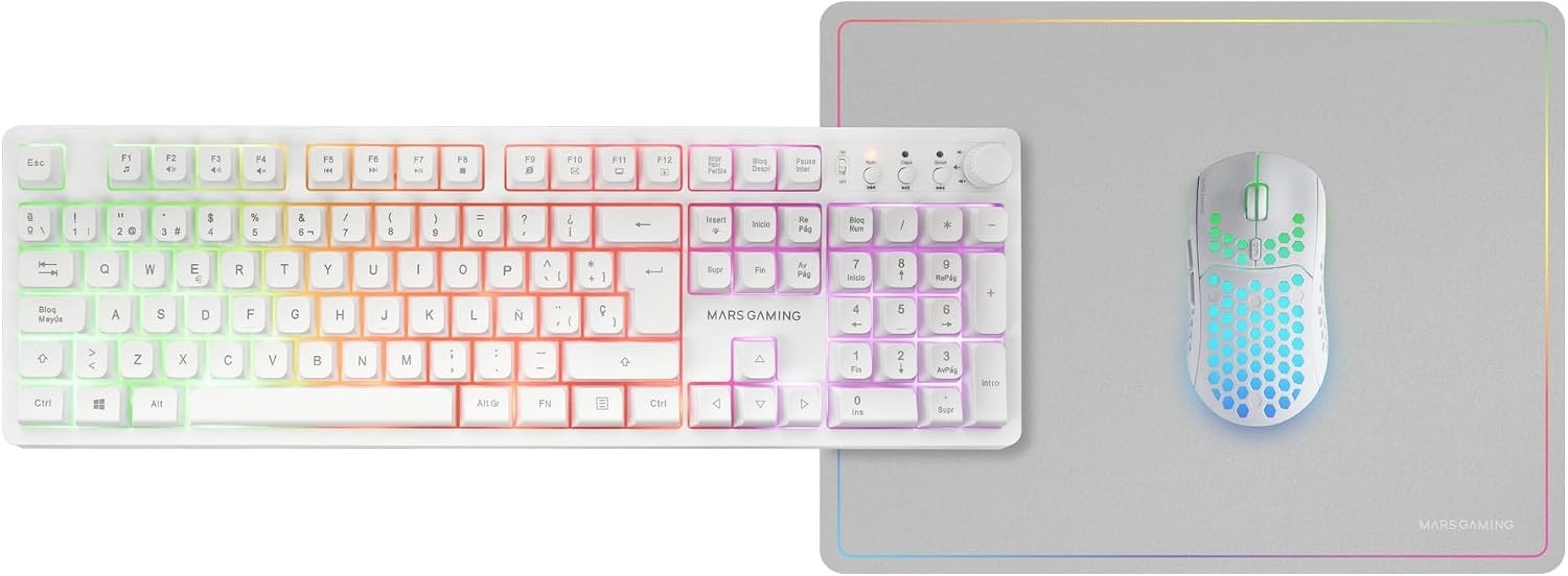 Ensemble Gaming sans fil blanc : Clavier, Souris RGB et tapis - 32% de remise