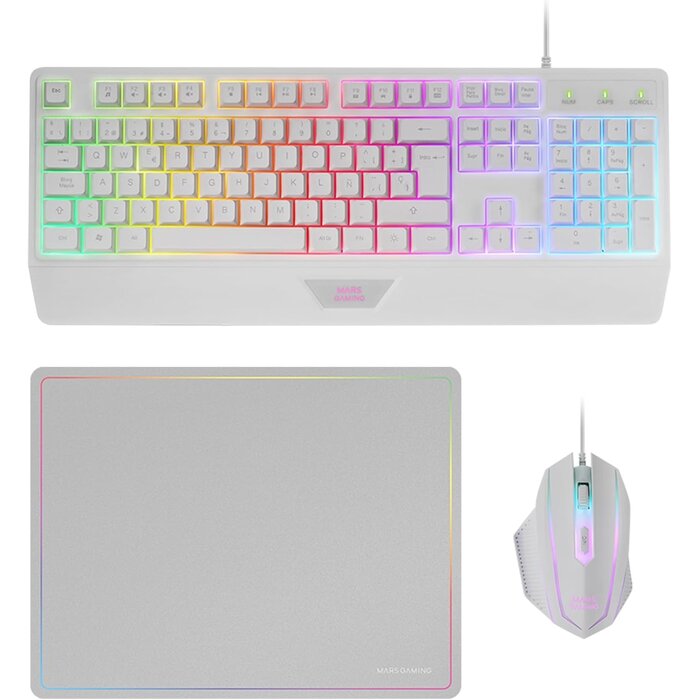 Ensemble Gaming sans fil blanc : Clavier, Souris RGB et tapis - 32% de remise