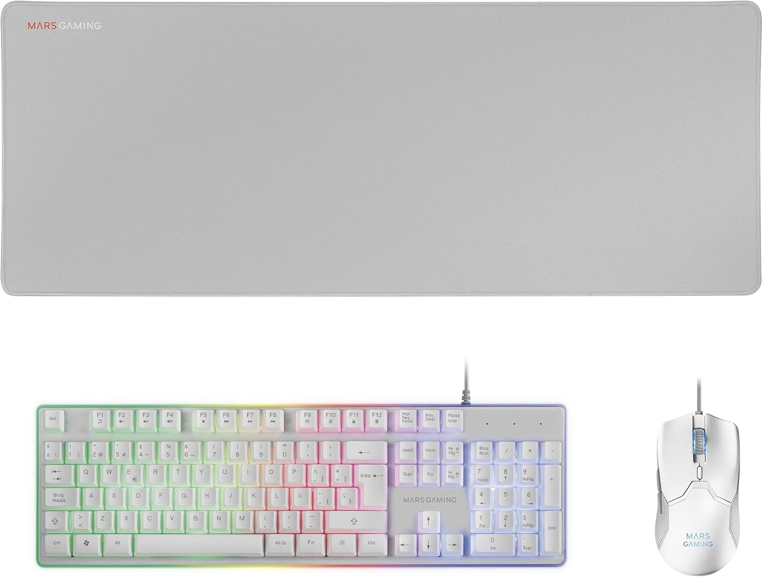 Ensemble Gaming sans fil blanc : Clavier, Souris RGB et tapis - 32% de remise