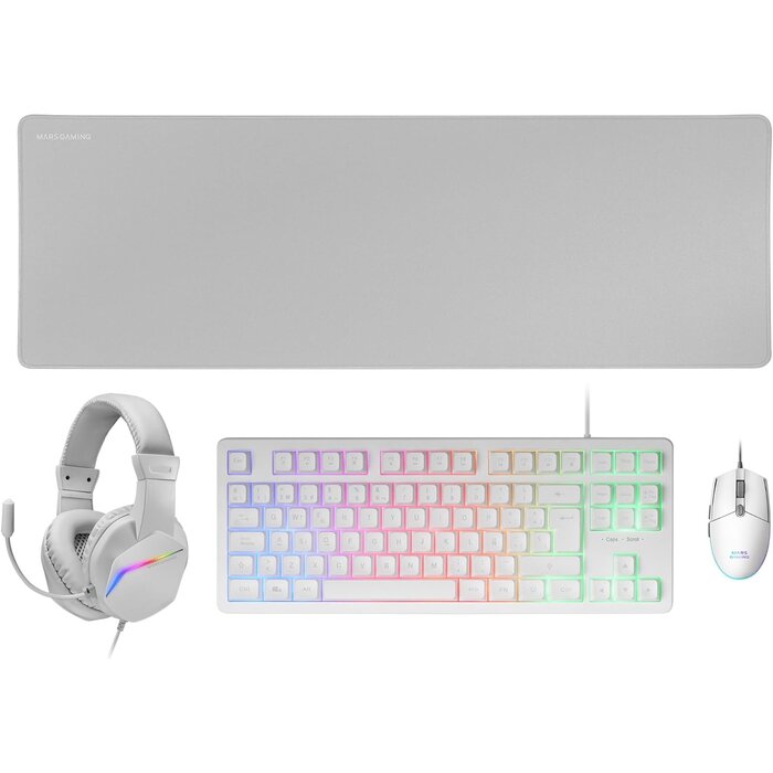 Ensemble Gaming sans fil blanc : Clavier, Souris RGB et tapis - 32% de remise