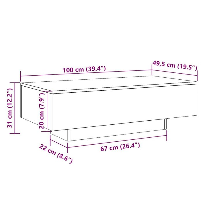 Vidaxl Table basse noire moderne 100x49,5 cm - 34% de remise