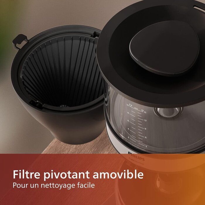 Philips Cafetière filtre 1,25 L - Noir et argent - 34% de remise