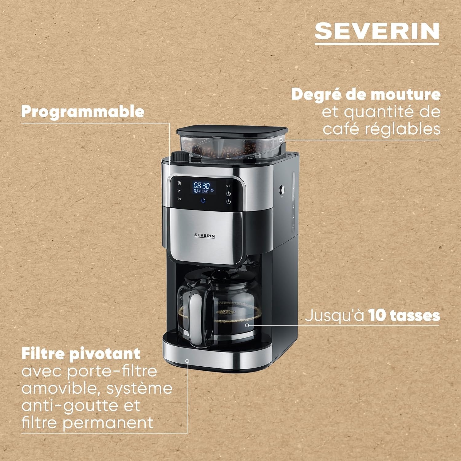 Cafetière filtre avec moulin intégré 1,25L - 35% de remise