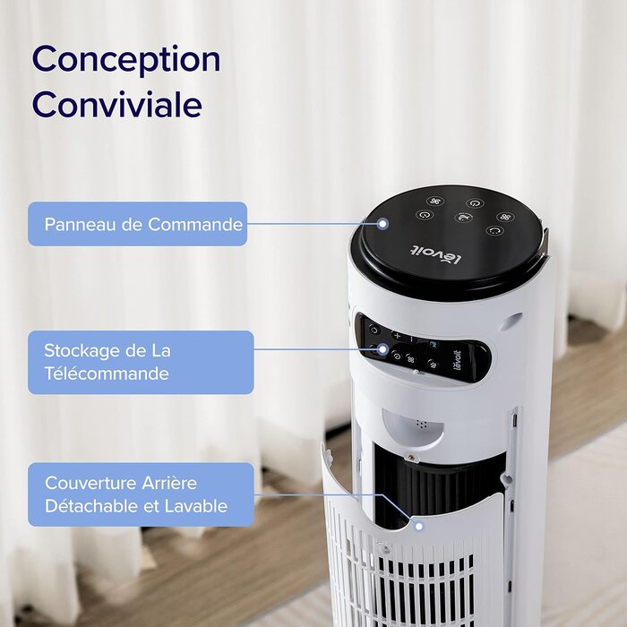 Ventilateur Colonne Silencieux 42" - 34% de remise - Blanc