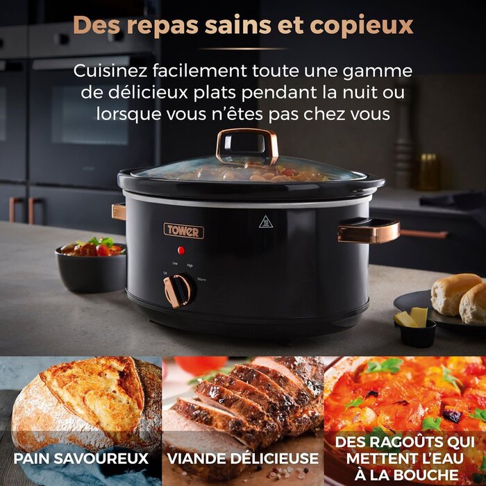 Mijoteuse 6,5L Noir et Or Rose - 33% de remise