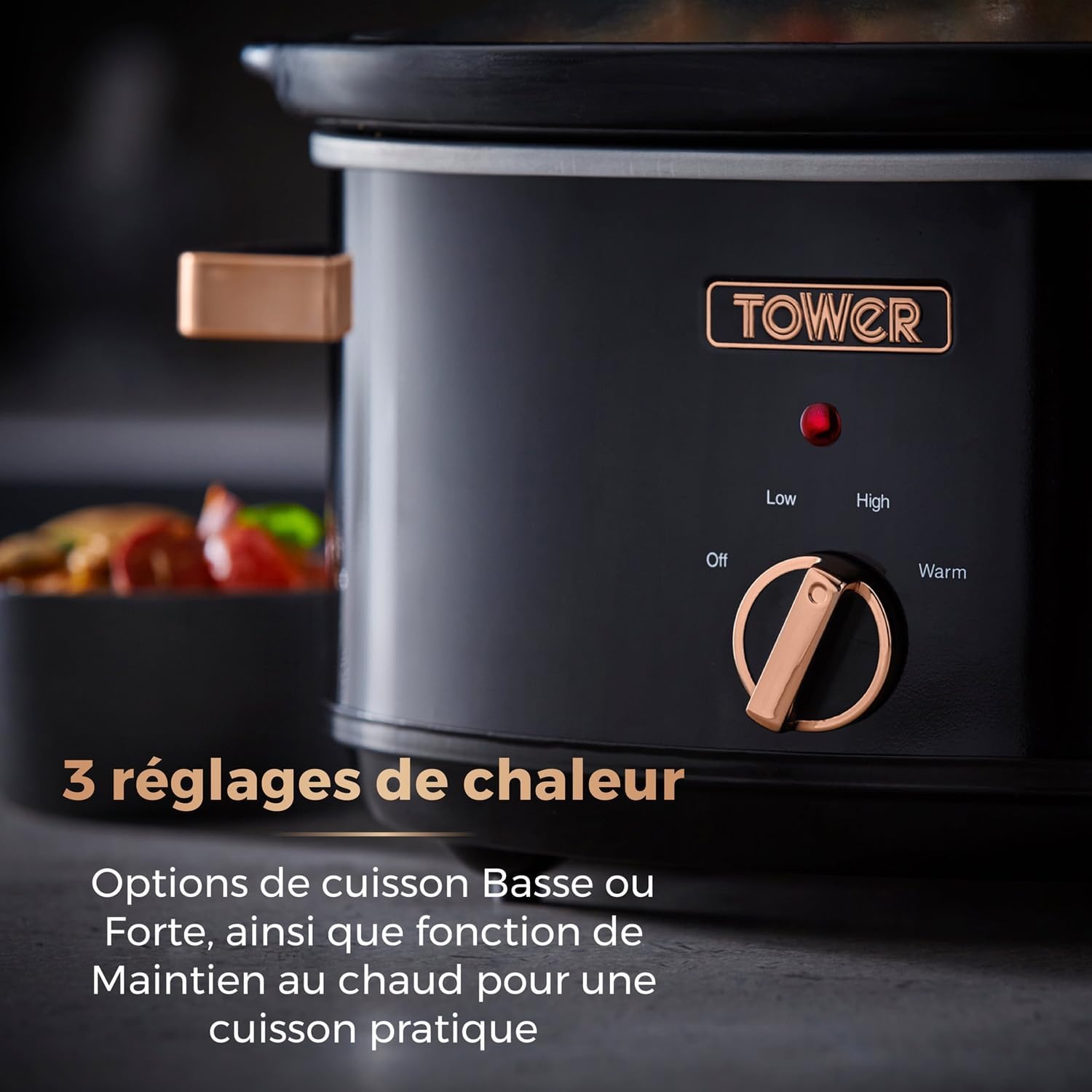 Mijoteuse 6,5L Noir et Or Rose - 33% de remise