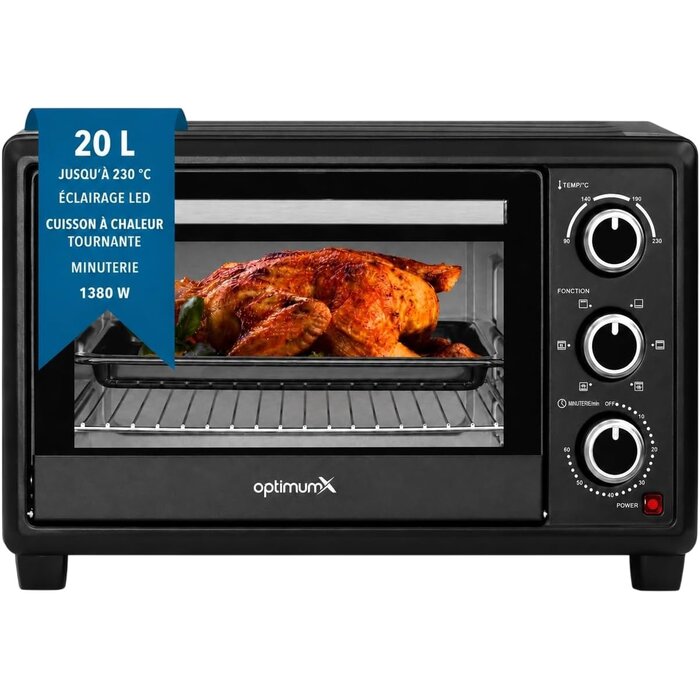 Mini-four 20 L chaleur tournante - 1380 W - Noir - 34% de remise