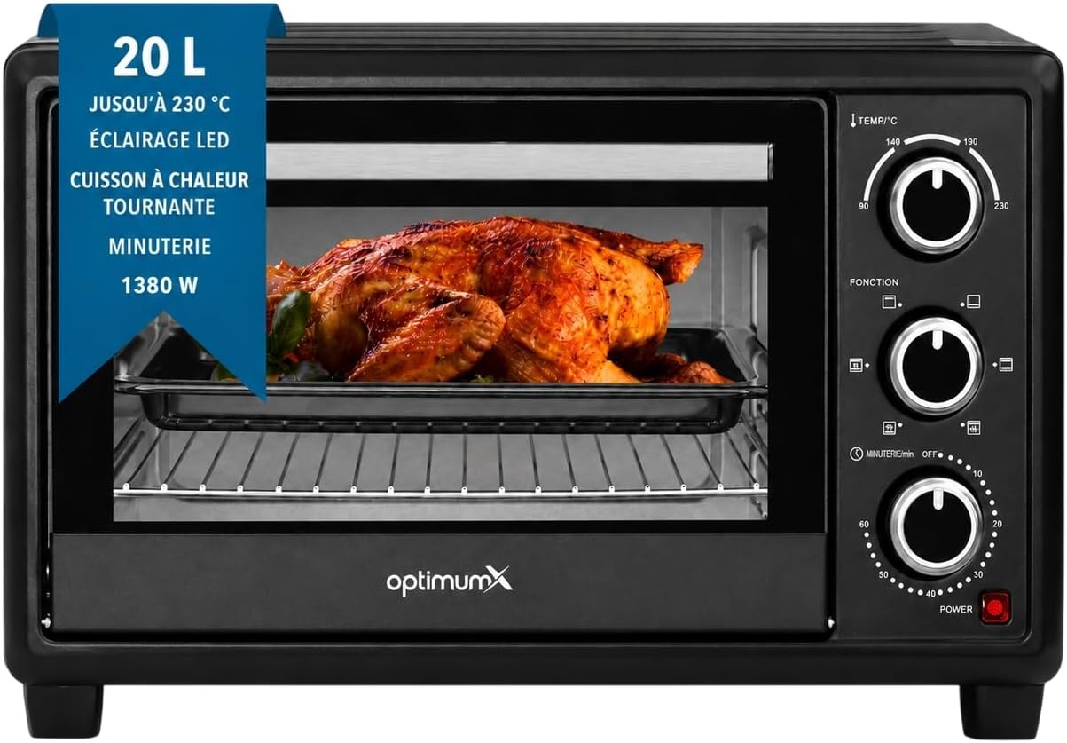 Mini-four 20 L chaleur tournante - 1380 W - Noir - 34% de remise