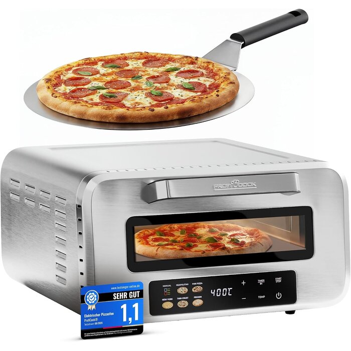 Four à pizza 400 °C - 2100 W - Inox - 34% de remise