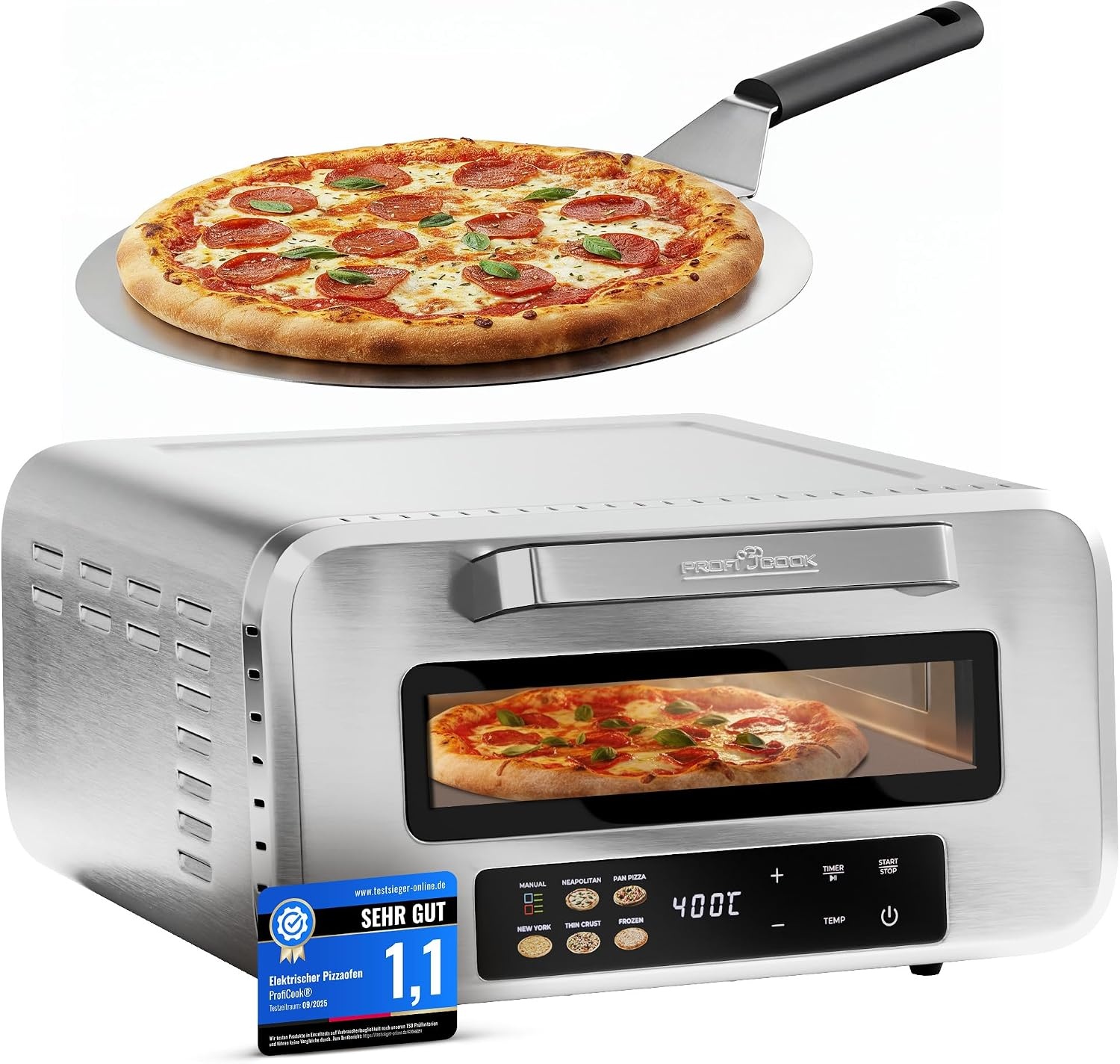 Four à pizza 400 °C - 2100 W - Inox - 34% de remise