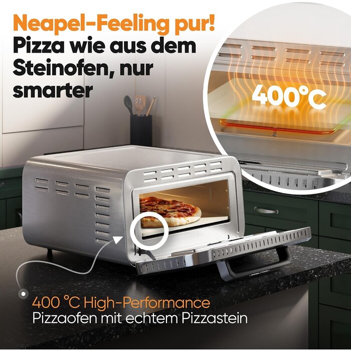 Four à pizza 400 °C - 2100 W - Inox - 34% de remise