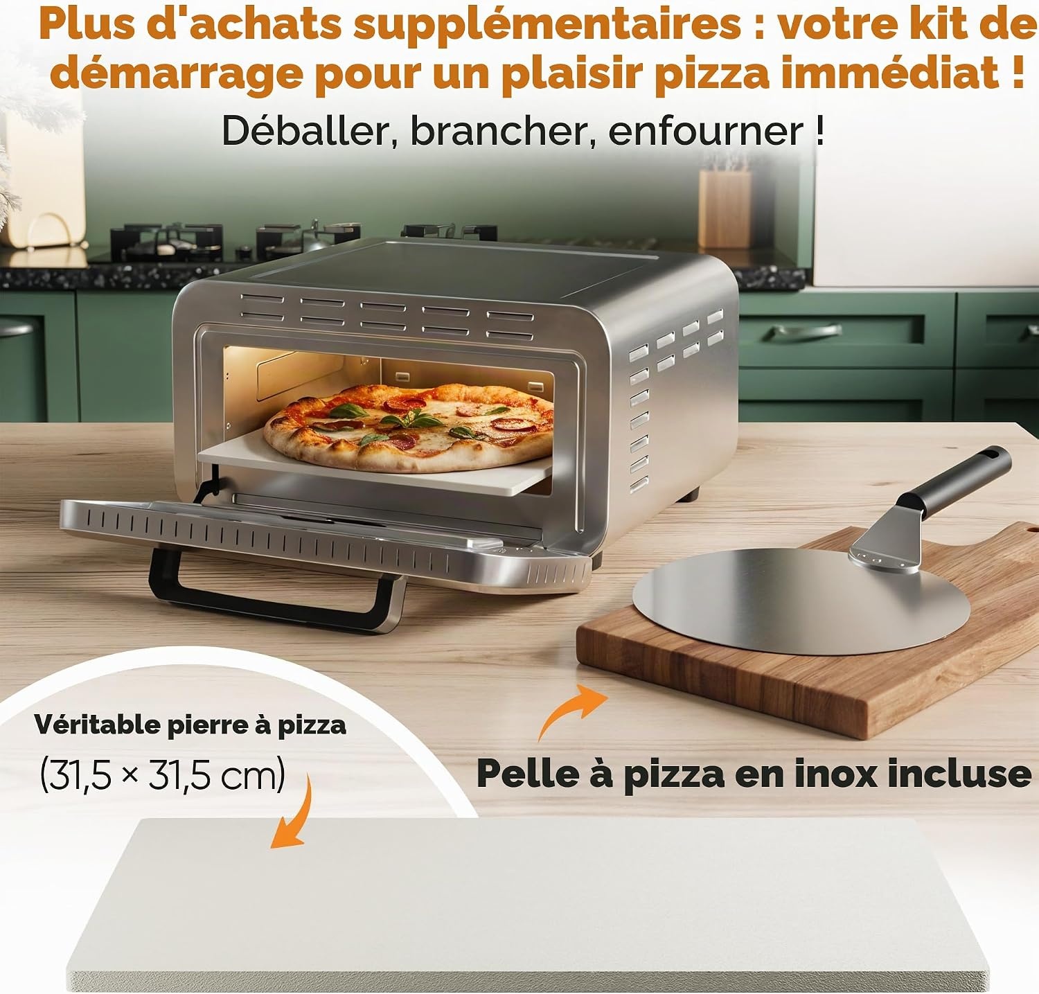 Four à pizza 400 °C - 2100 W - Inox - 34% de remise