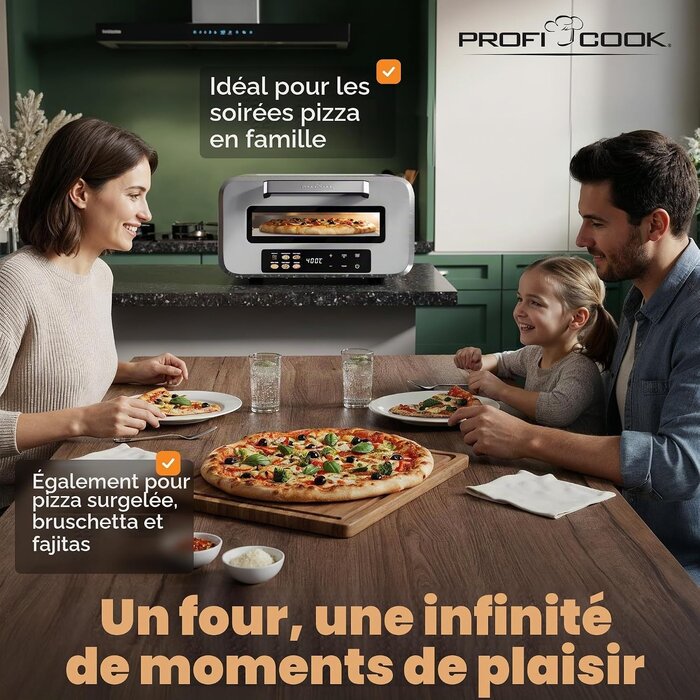 Four à pizza 400 °C - 2100 W - Inox - 34% de remise