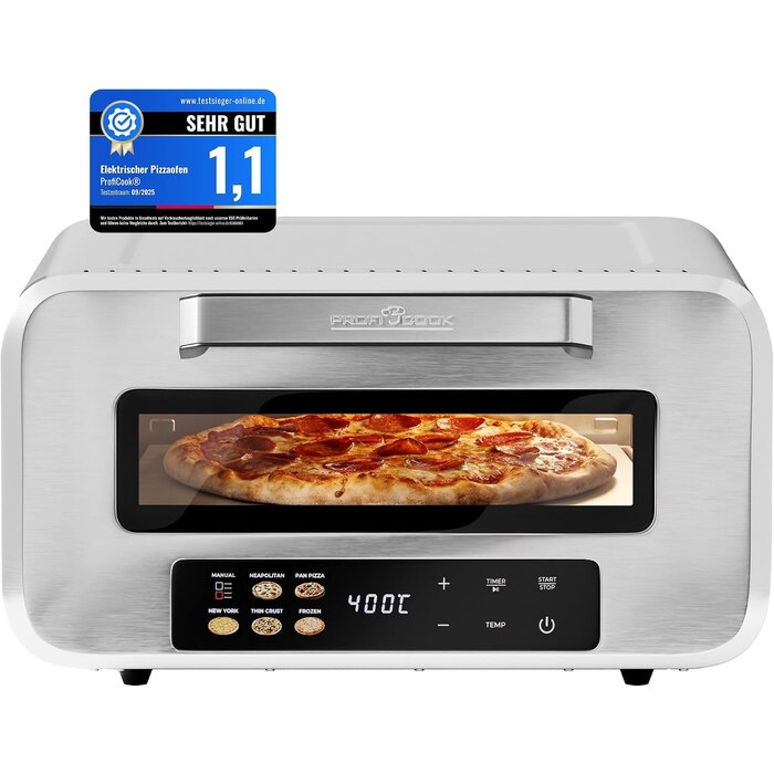 Four à pizza 400 °C - 2100 W - Inox - 34% de remise