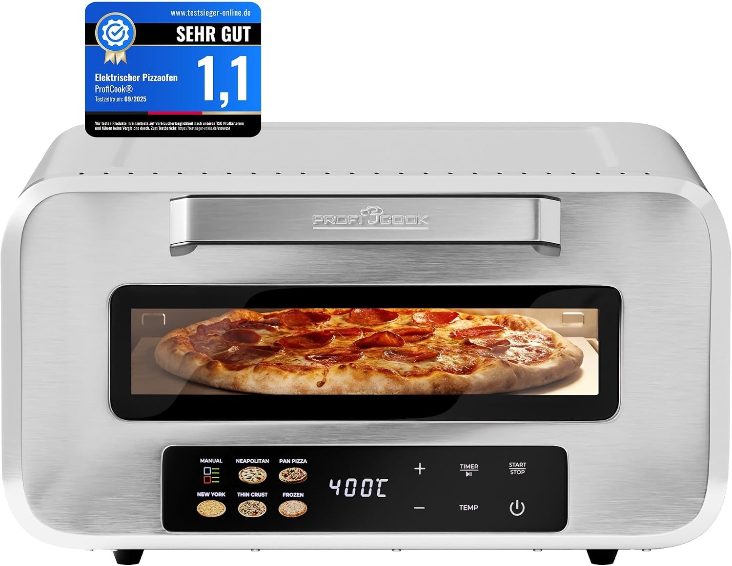 Four à pizza 400 °C - 2100 W - Inox - 34% de remise