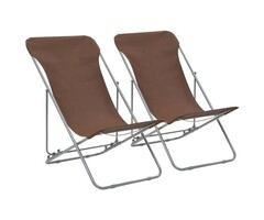 Vidaxl Lot de 2 chaises de plage pliables marron - 33% de remise