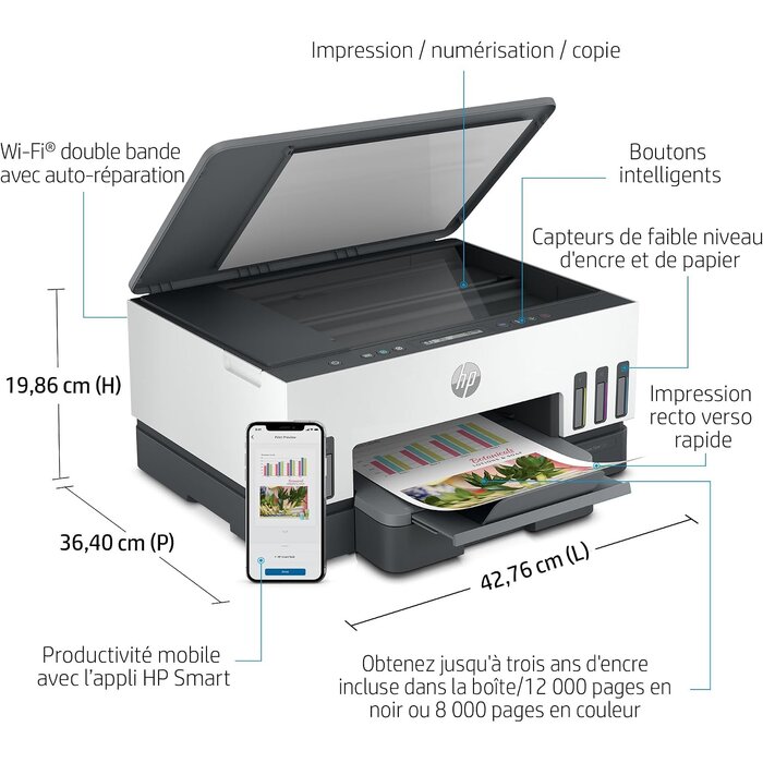 Hp Imprimante multifonction 3-en-1 jet d'encre Smart Tank - 35% de remise