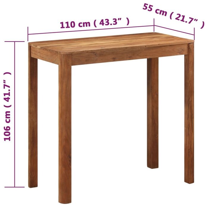 Vidaxl Table de bar en acacia massif - 110x55x106 cm - 35% de remise