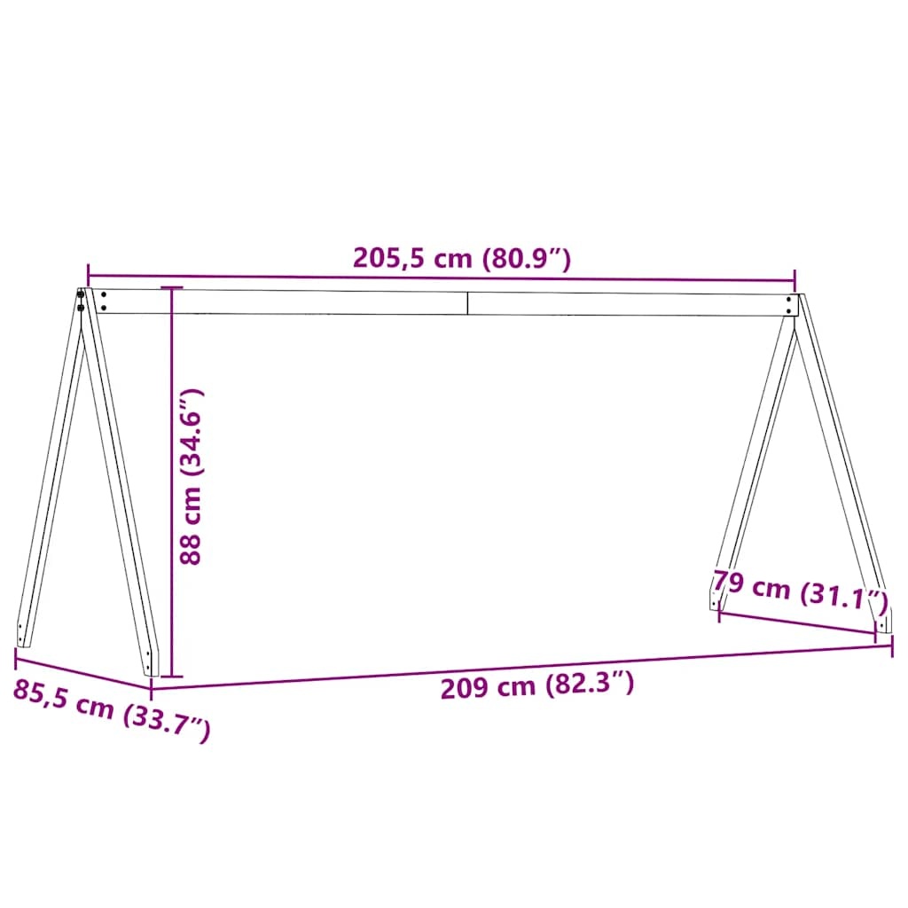 Vidaxl Cadre de lit enfant forme maison pin massif 209x85cm - 33% de remise