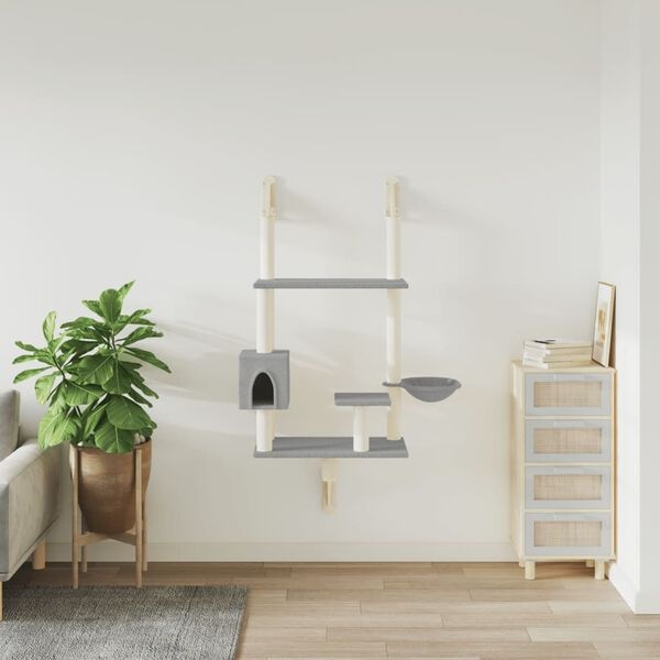 Vidaxl Arbre à chat mural 153 cm - Gris clair - 33% de remise