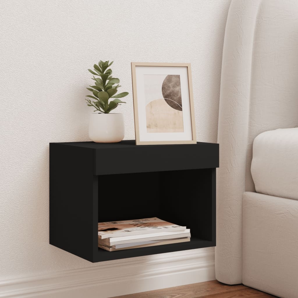 Vidaxl Table de chevet murale LED noir 40x30x30 cm - 32% de remise