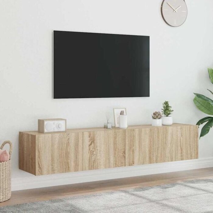 Vidaxl Lot de 2 meubles TV muraux LED chêne sonoma - 34% de remise