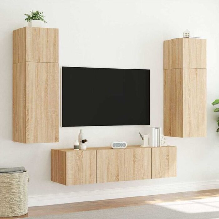 Vidaxl Lot de 2 meubles TV muraux LED chêne sonoma - 34% de remise