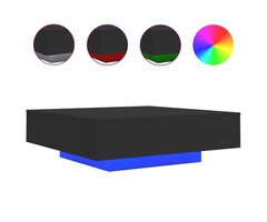 Vidaxl Table basse LED 100x100 cm bois noir - 34% de remise