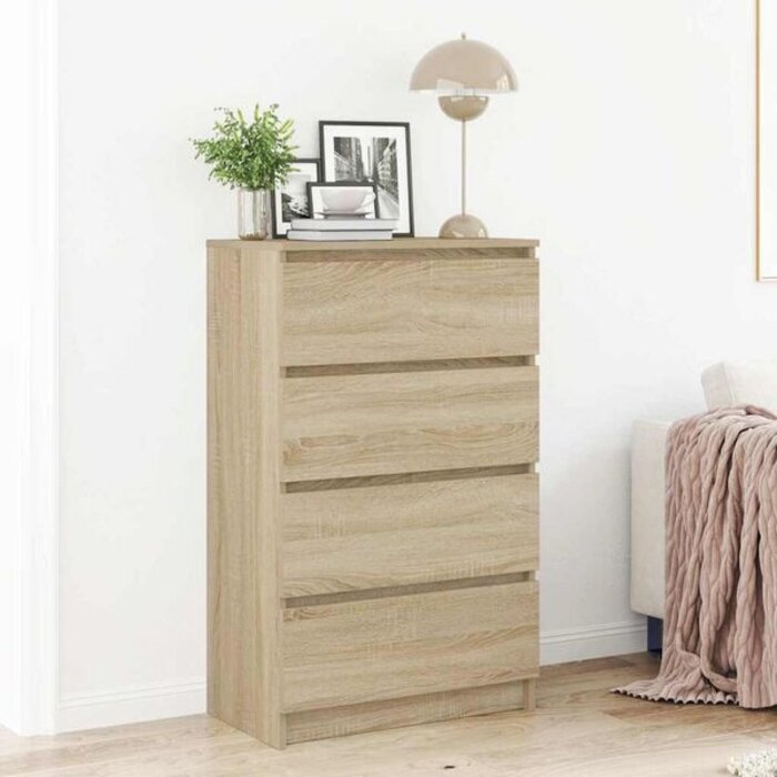 Vidaxl Commode 4 tiroirs aspect chêne sonoma - 60x35x98,5 cm - 34% de remise