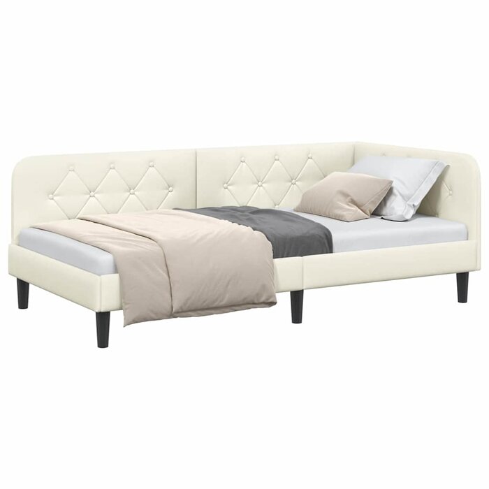 Vidaxl Cadre de lit d'angle 100 x 200 cm velours crème - 35% de remise